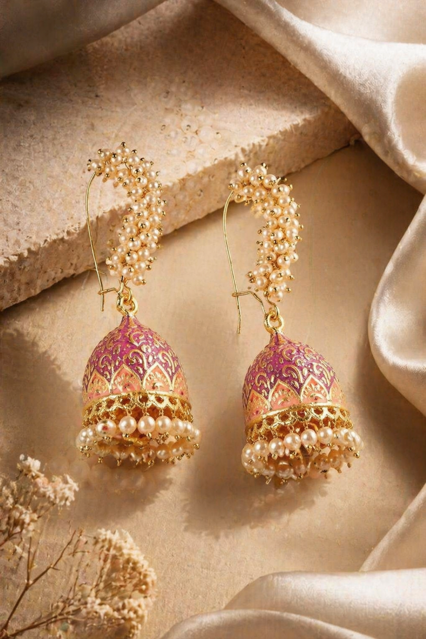 designer pearl jhumka earrings for women
