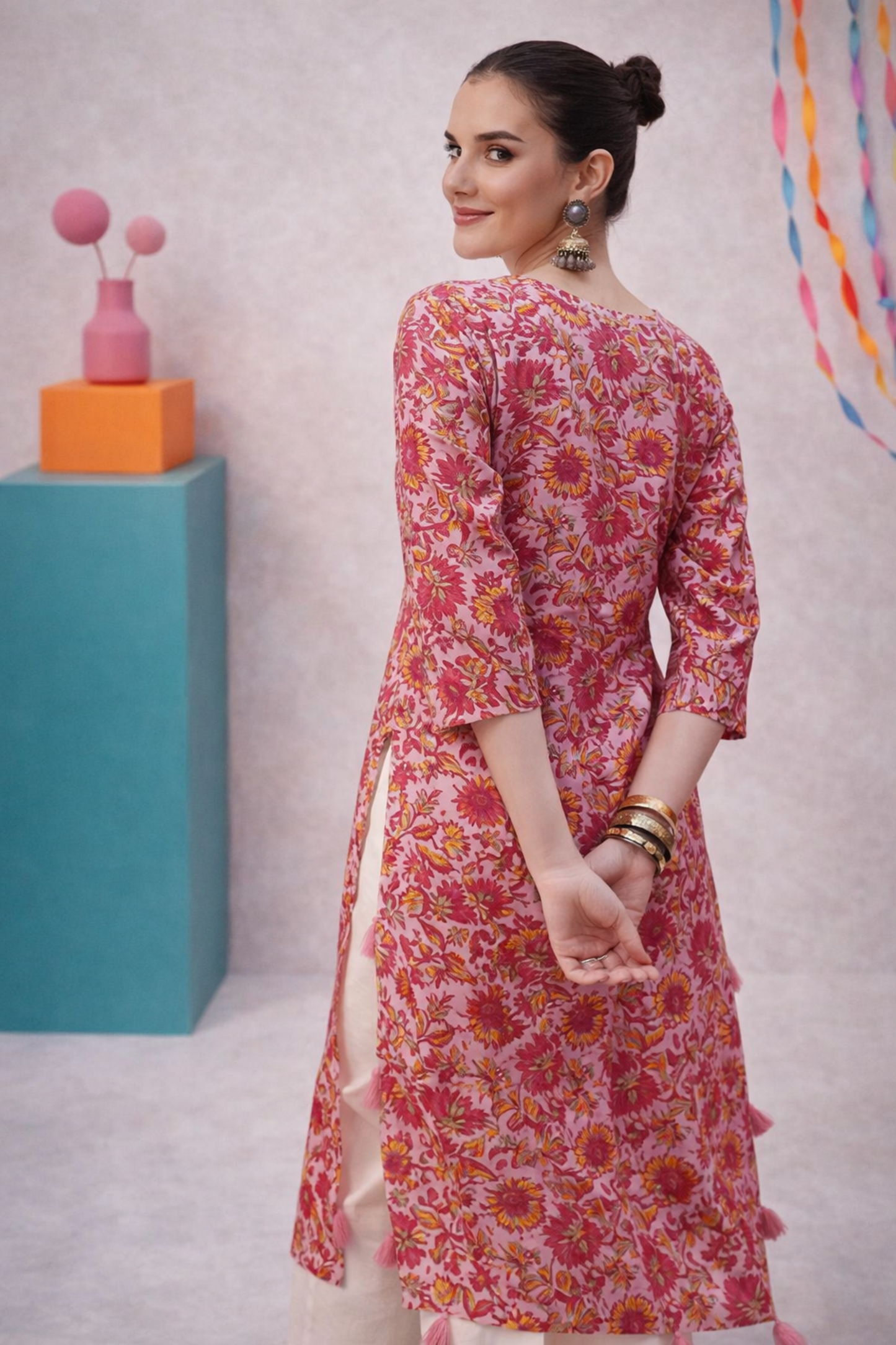 floral kurti detail showing print texture