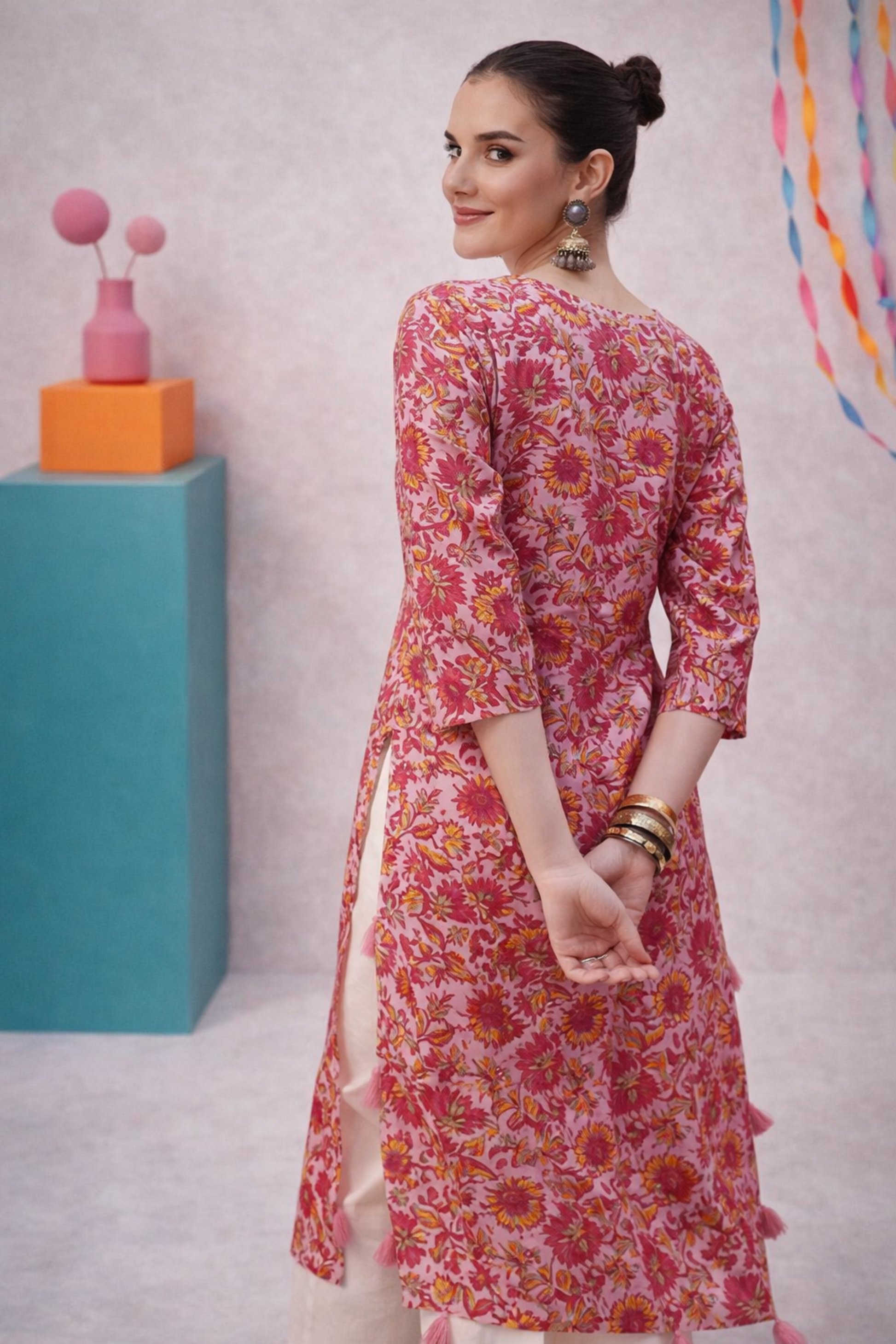 floral kurti detail showing print texture