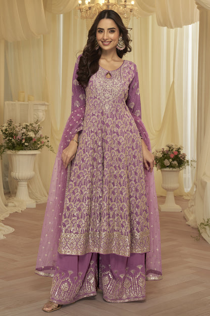 Engagement event styling in pink palazzo dress