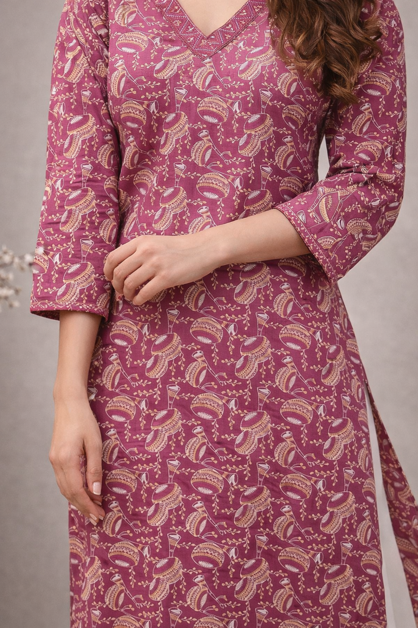 kurti ladies kurti pink cotton minimal look