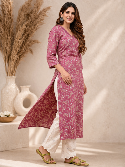 ethnic motifs print kurti fabric detail close shot