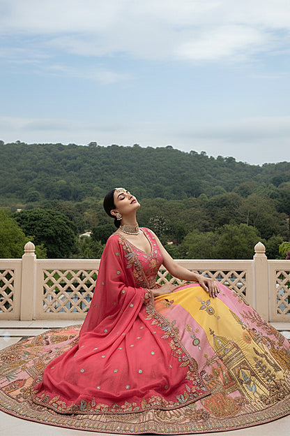 party wear pink lehenga choli full outfit look