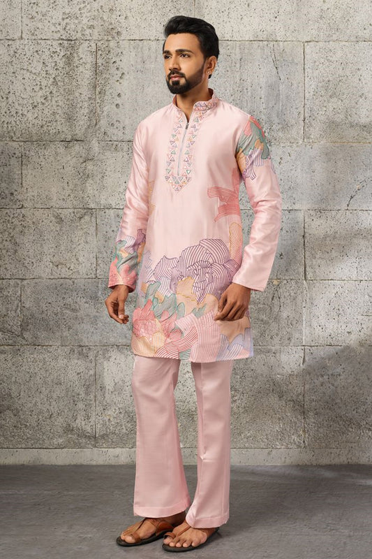 Pink men's pajama set front view