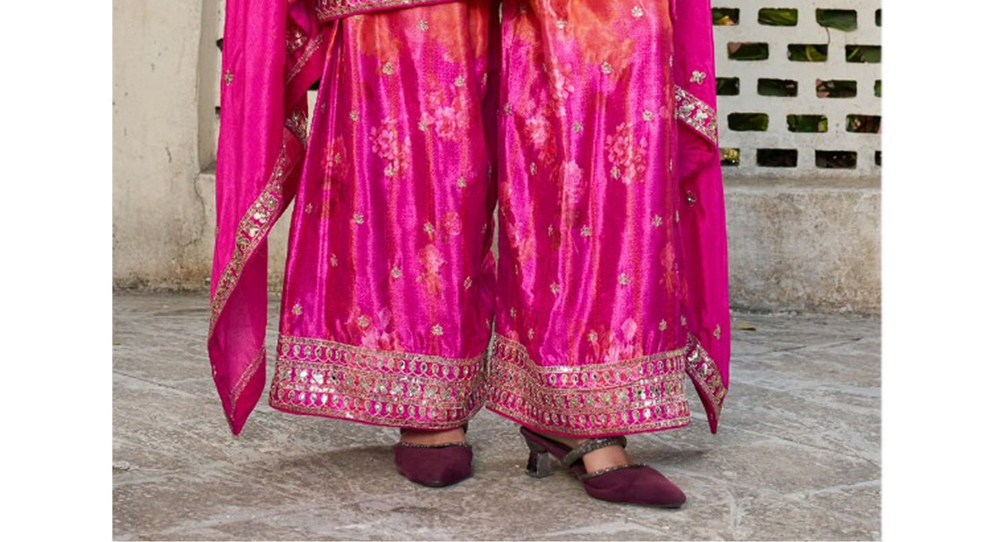 Pink Palazzo Suit styled for festive evening gathering