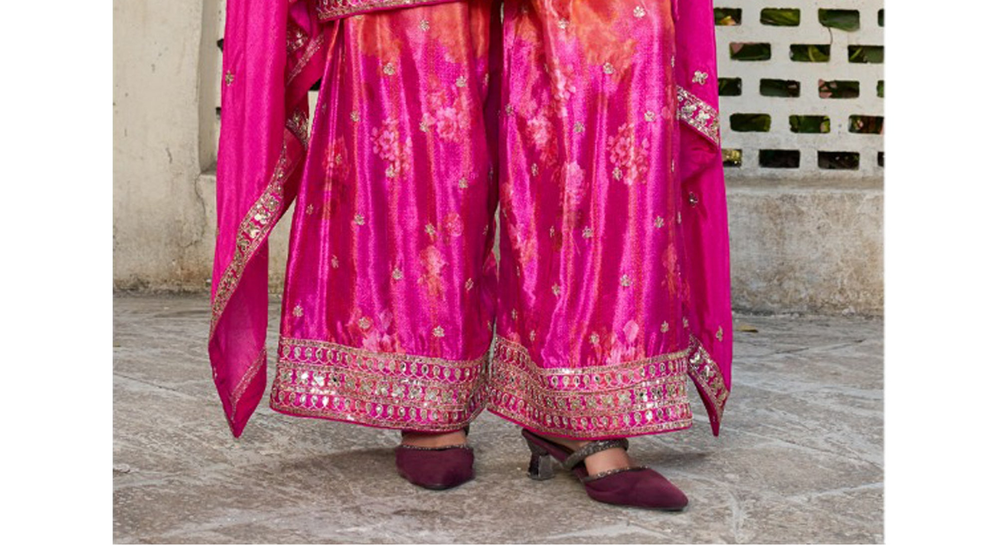 Pink Palazzo Suit styled for festive evening gathering