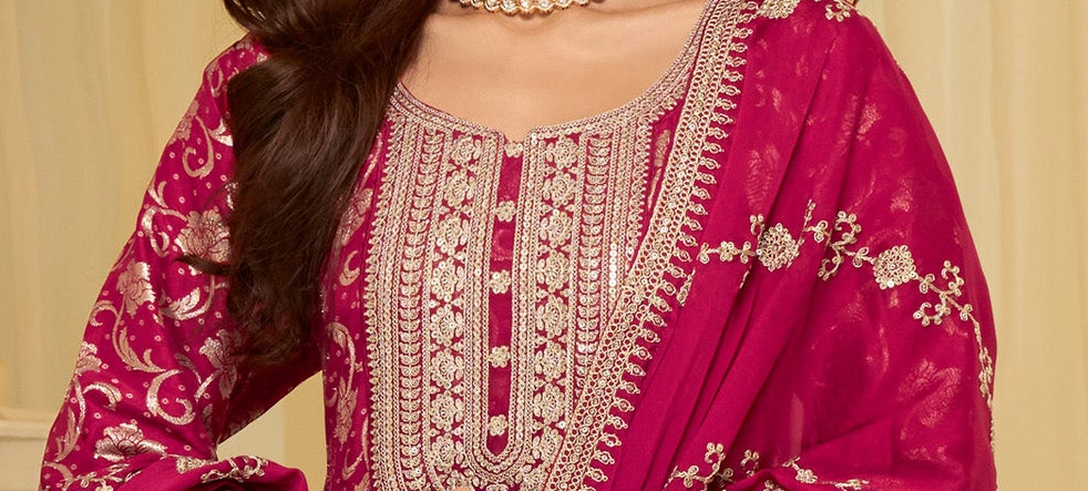 Pink anarkali dresses displayed as festive function party wear
