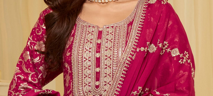 Pink anarkali dresses displayed as festive function party wear