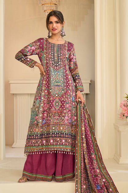 Pink plazzo suit with dupatta front view
