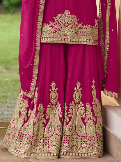 Real Chinon fabric texture on pink sharara outfit
