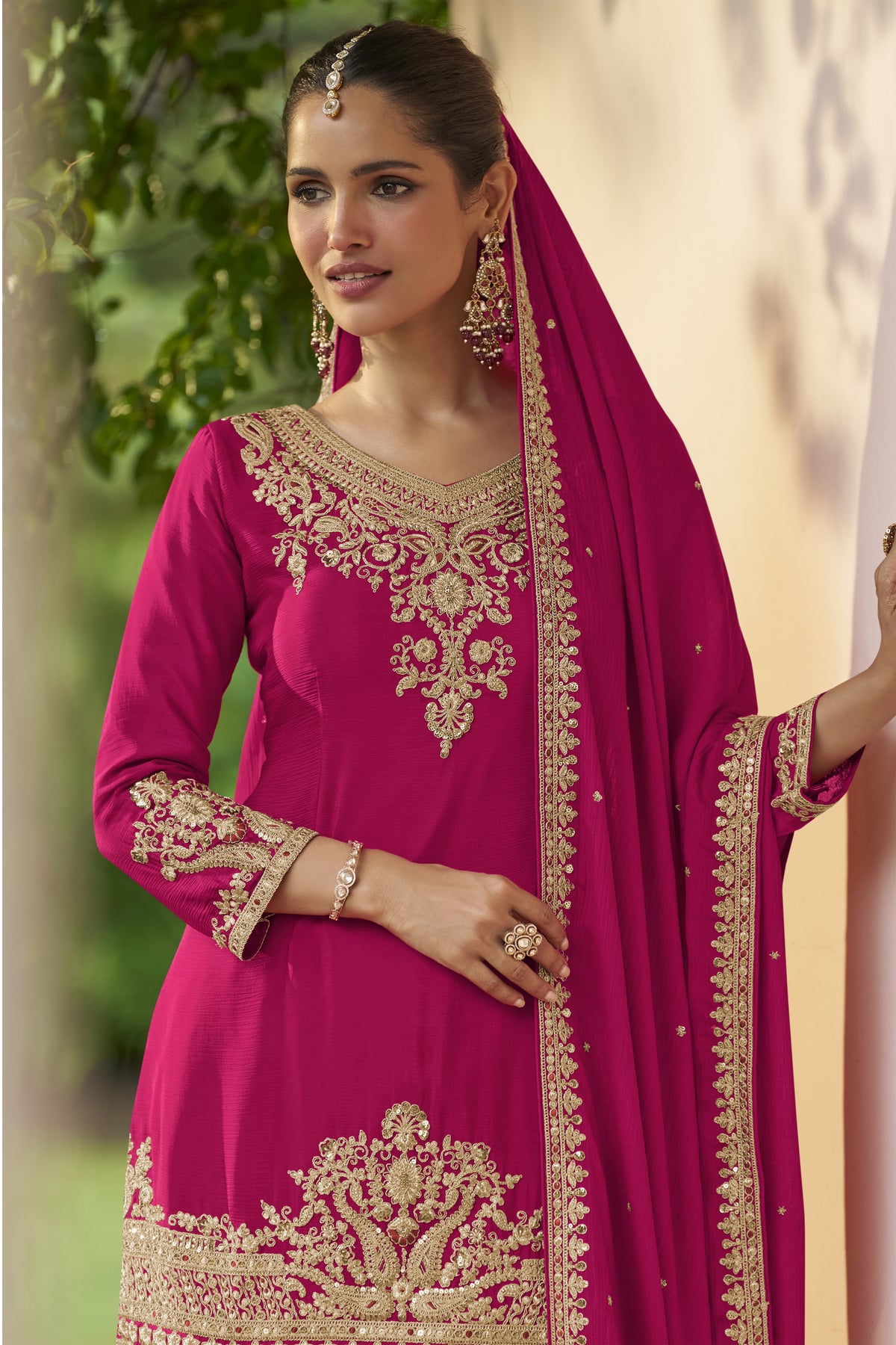 Sharara for Women's in pink with embroidery work detail