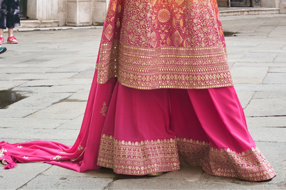 Hem detail of pink sharara pants