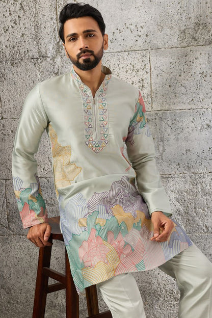 Pista men's fashion kurta with thread and sequin embroidery