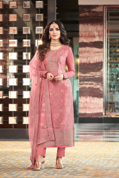 Embroidered viscose jacquard salwar kameez detail