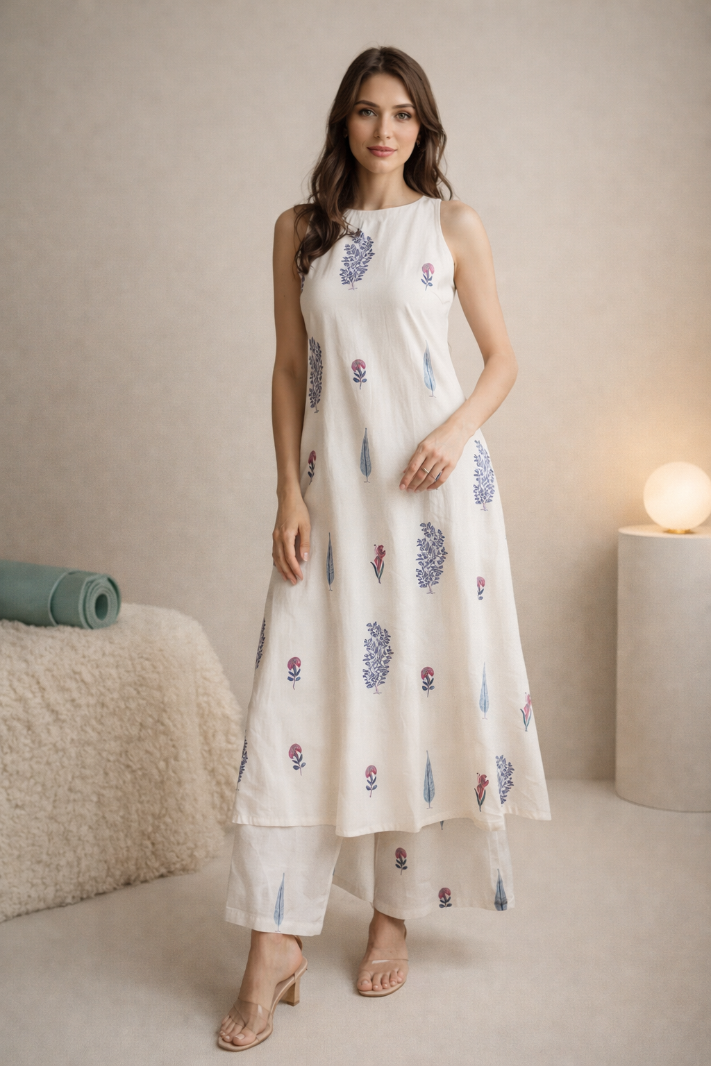 kurti palazzo set women cotton outfit full look