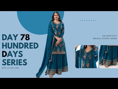 Teal Blue Chinon Palazzo Suit With Beautiful Dupatta | kameez shalwar pakistan