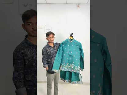 Teal Wedding Teal Kurta With Koti Kurta Pajama Elegance Art