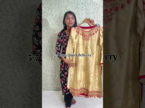 Light Yellow Satin Georgette  Embroidered Plus Size Bollywood Short Salwar Kameez