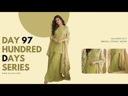 Sharara For Women Designer Chinon Silk Embroidered Suit