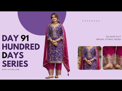 Purple Kids Salwar Kameez Palazzo Suit Festive Wear