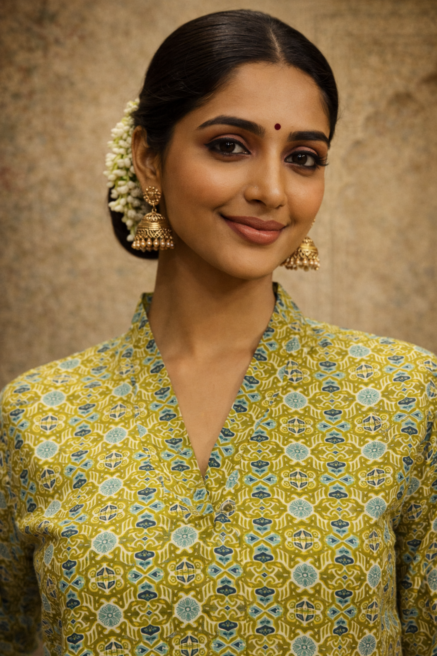 Close-up of digital print pattern on women top