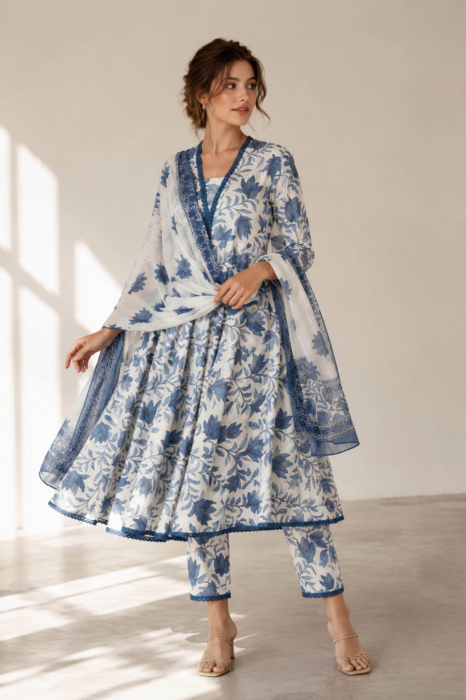 Side movement view of the Pure Cotton Anarkali