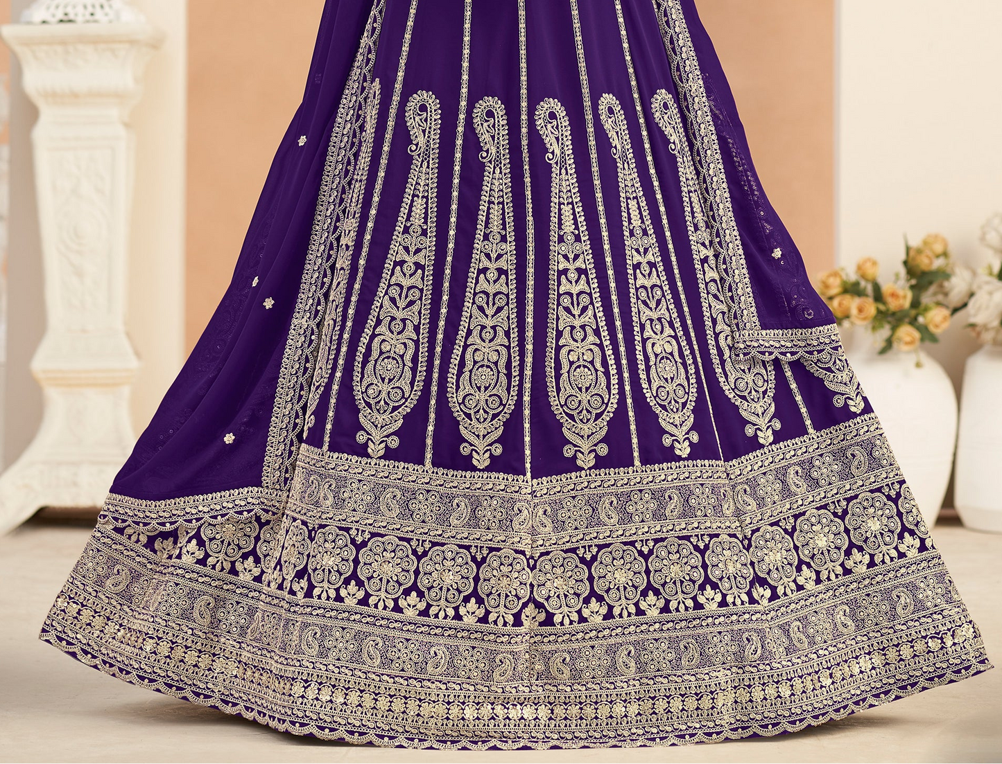 Heavy embroidered lehenga choli in royal purple shade