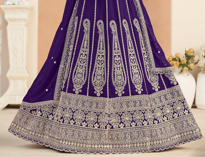 Heavy embroidered lehenga choli in royal purple shade
