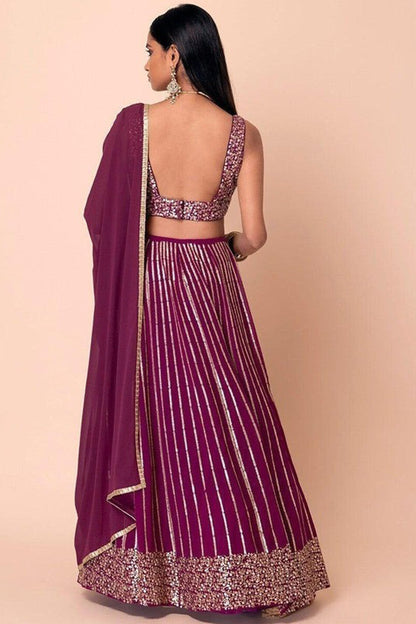 Back design of purple chaniya choli blouse