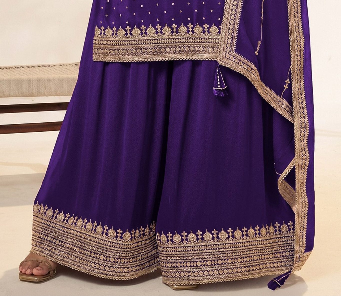 Purple palazzo outfit for reception wear