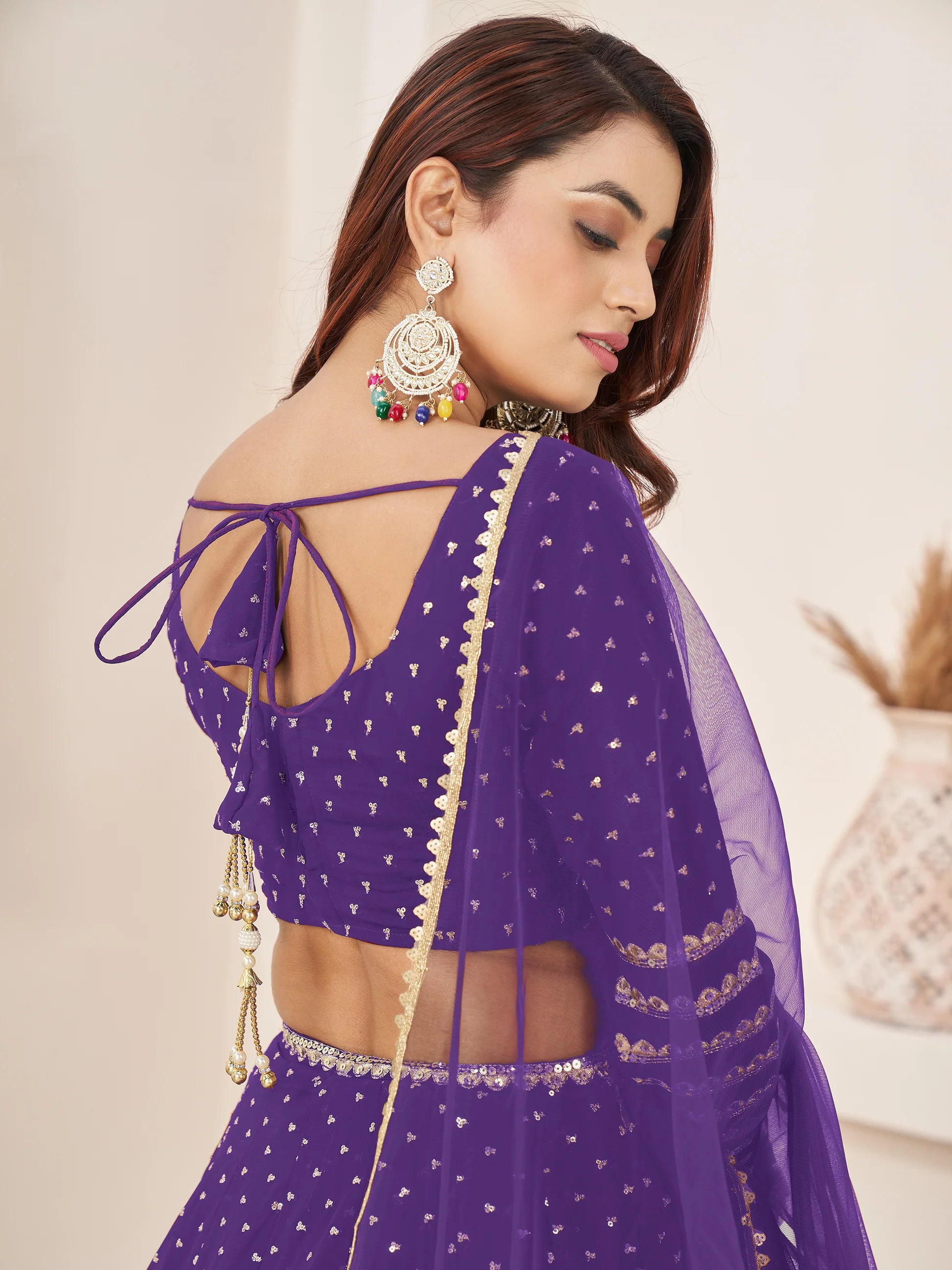 Flowing georgette lehenga fabric movement shot