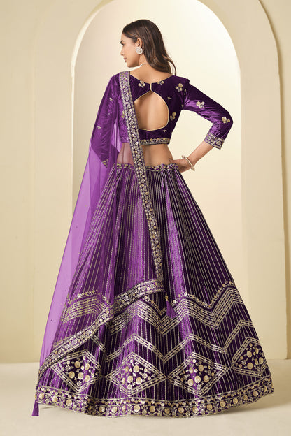 Purple Lehenga Choli with heavy sequins embroidery