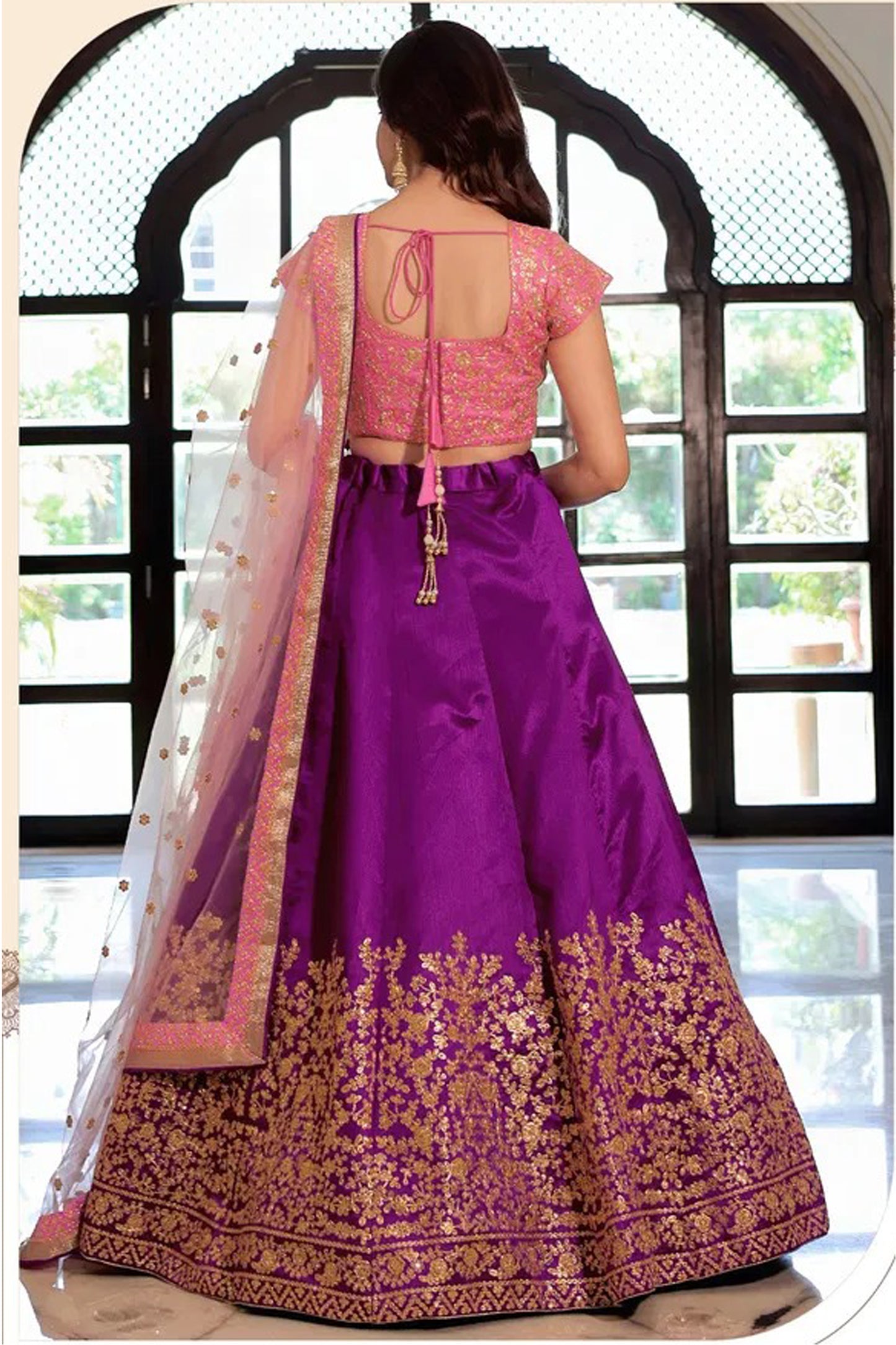 Purple Lehenga Choli with thread and sequins embroidery