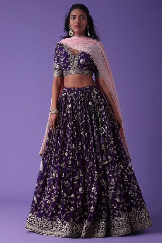 Ready to wear purple lehenga choli full look