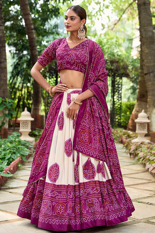 Purple lehenga choli full front view for wedding event
