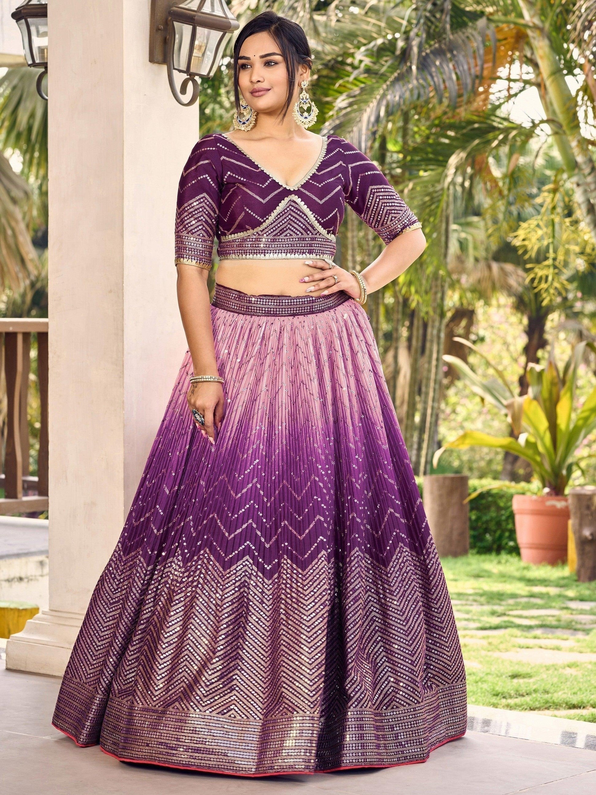 Indian wedding outfits purple lehenga for reception