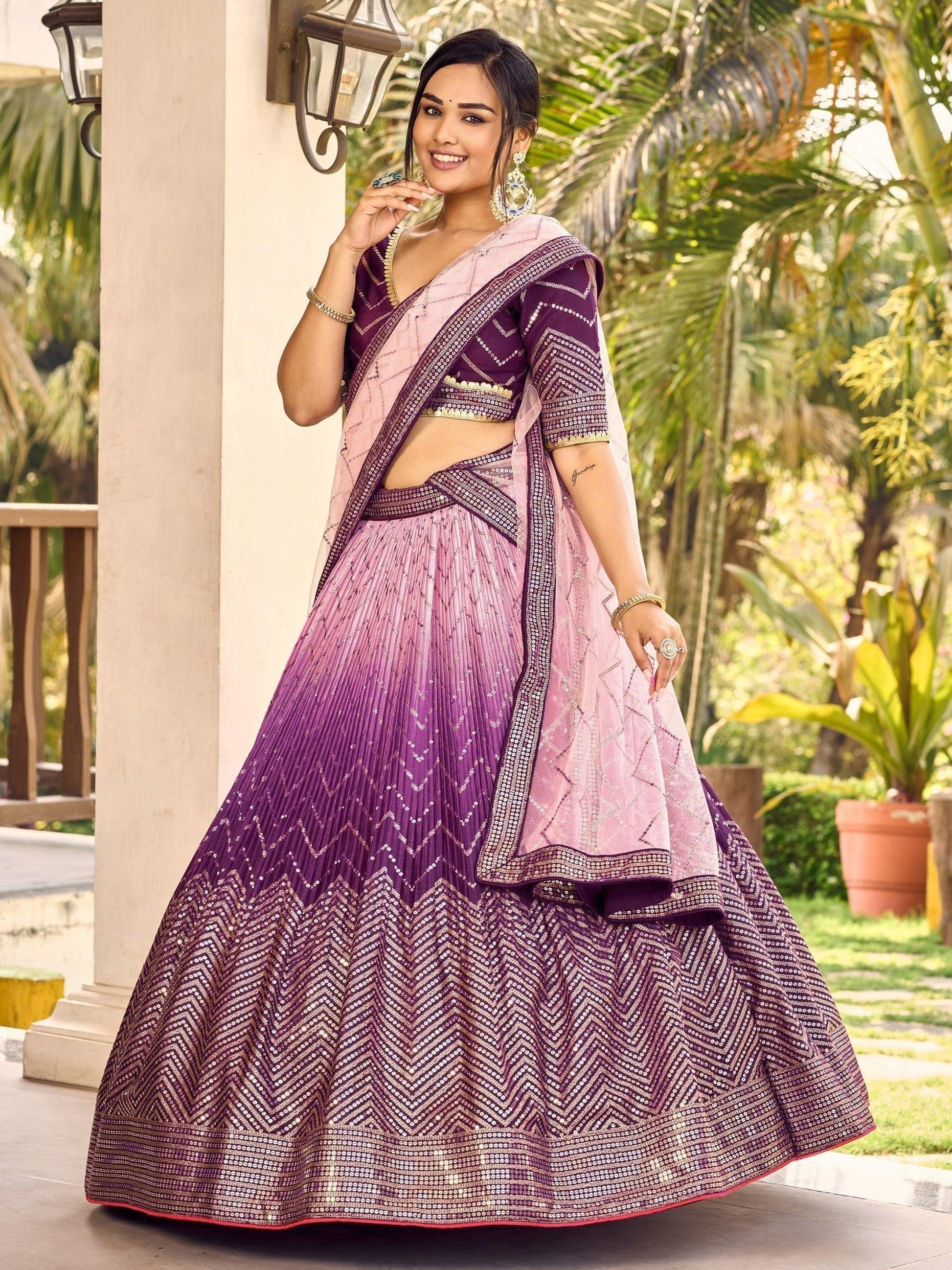 Indian wedding outfits purple lehenga for reception