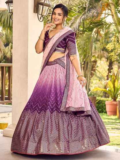 Indian wedding outfits purple lehenga for reception