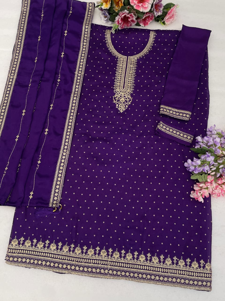 Purple plazzo dress style outfit for Diwali wear