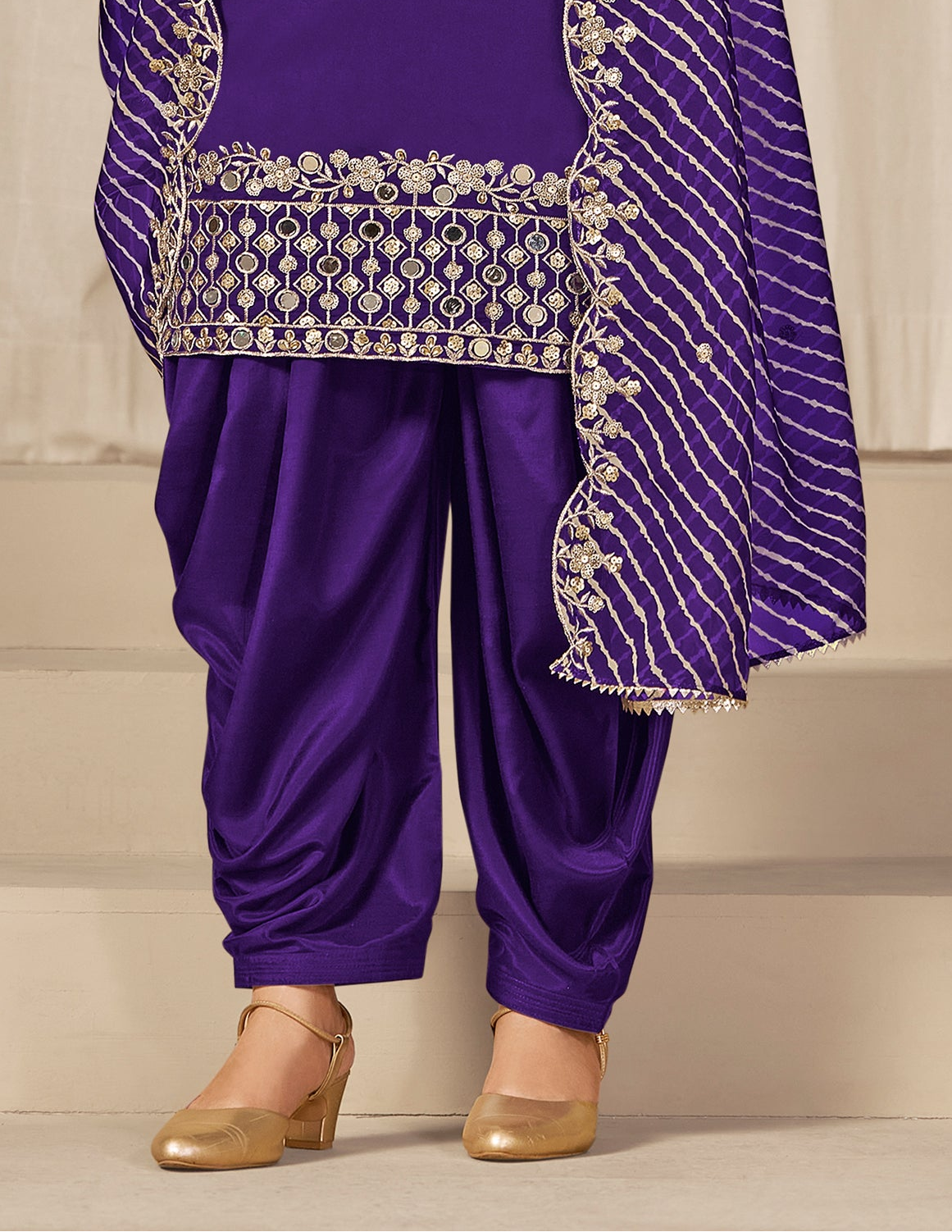 Women's purple patiala salwar suit with organza dupatta
