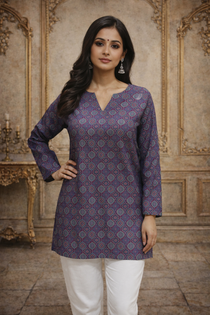Women tunic tops in purple for office wear styling