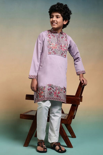 Raymond cotton pant paired with lavender india kurta