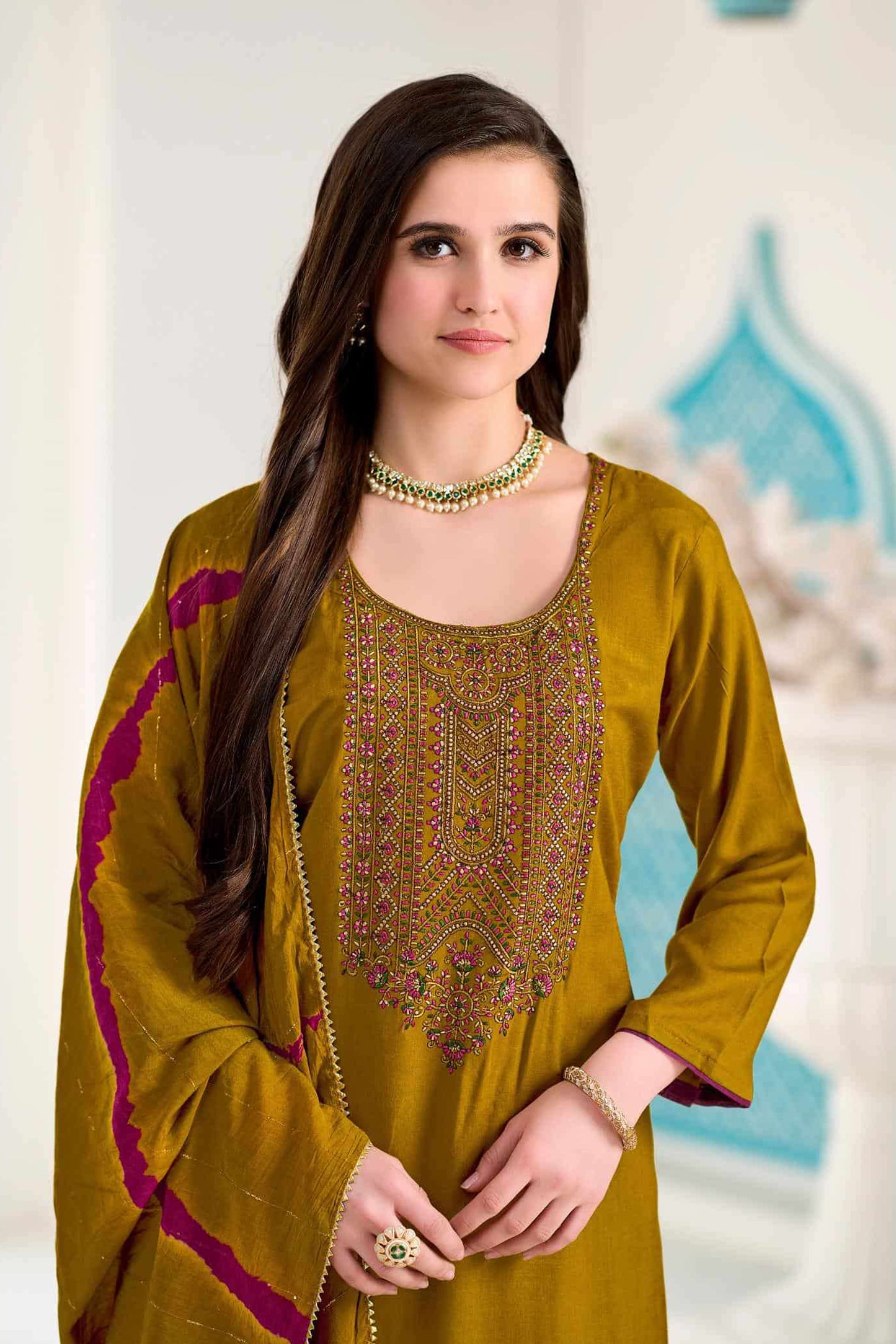 Embroidered salwar kameez suit for party occasions