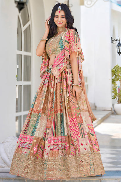 Ready to wear lehenga choli with dori work and lace border