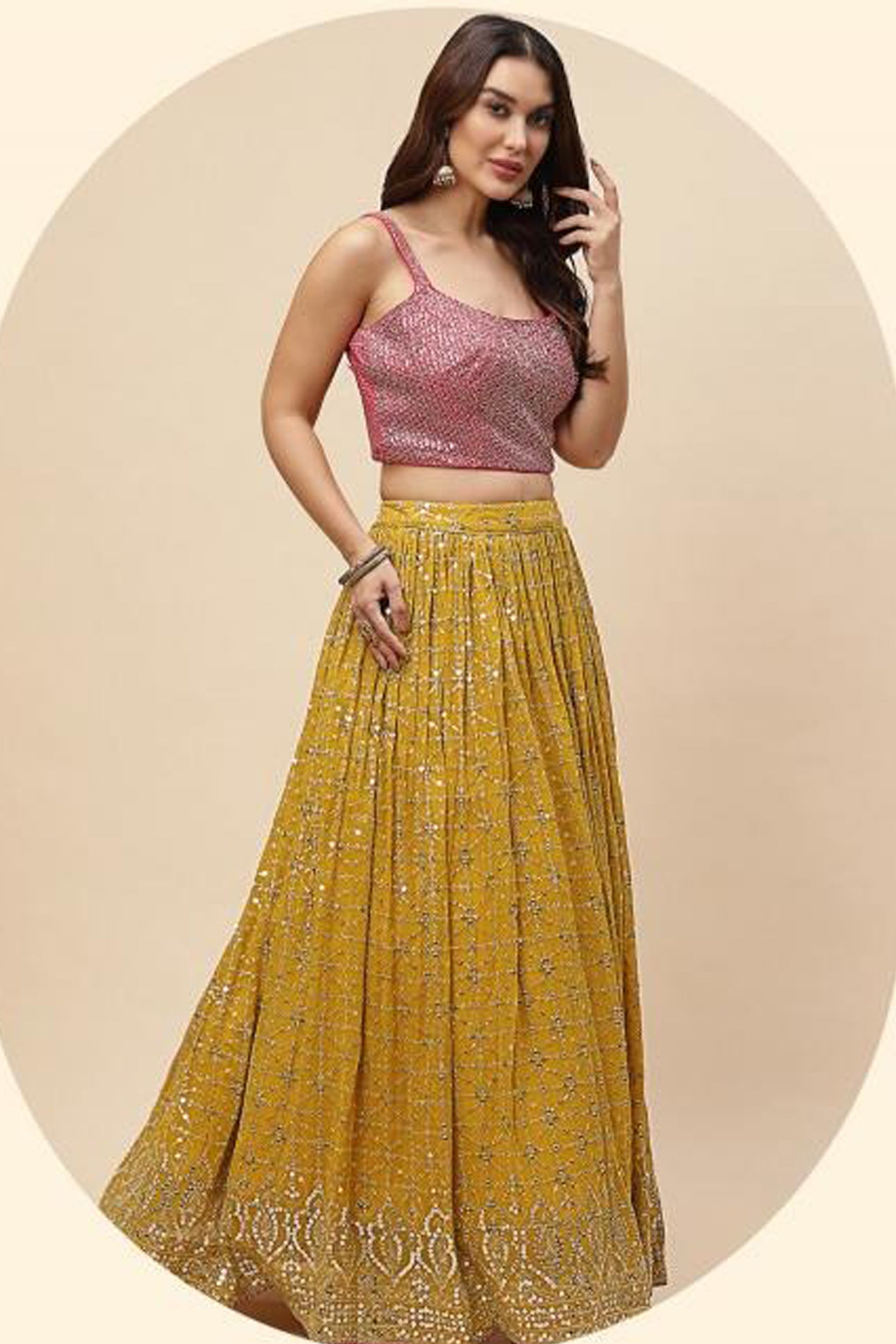 Yellow Lehenga Choli ready to wear sangeet ensemble styling