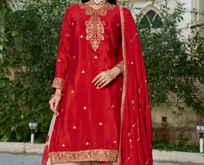 Red Palazzo Suit for Eid and occasion styling