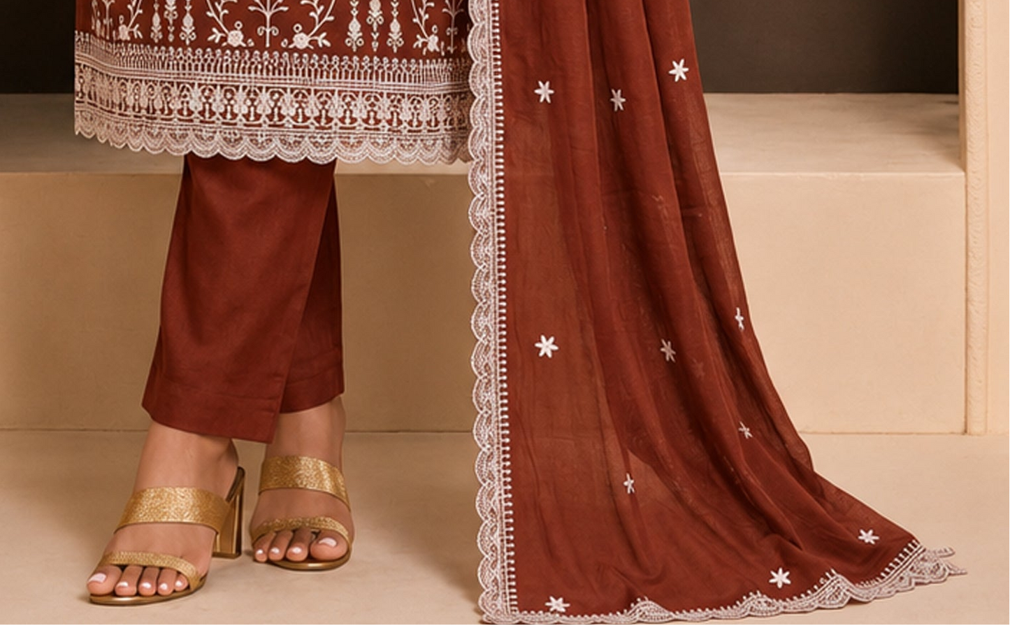 Ready to wear embroidered salwar kameez for engagement styling