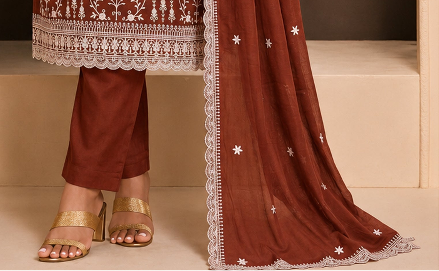 Ready to wear embroidered salwar kameez for engagement styling