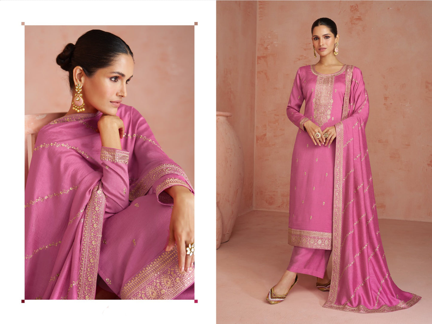 Pink indian suit for women wedding wear look