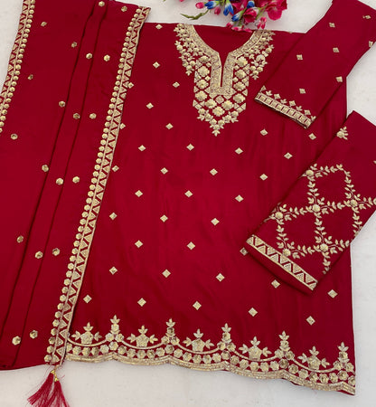 Women wearing dark red Chinon palazzo style outfit